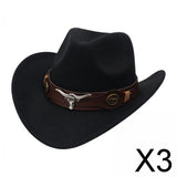 Maxbell 3xCasual Cowboy Hat Costume Cosplay Sun Protection Hat Summer for Hiking Black