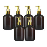 6Pcs Liquid Hand Soap Dispenser Shampoo Bottle for Kitchen Hotel brown Gold 300ml