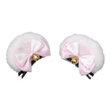 Maxbell 5x2Pcs Bear Ear Hair Clip Plush Animal Hairpins for Birthday Party Anime Theme White Pink