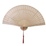 Maxbell 2x Vintage Wood Hollow Out Carved Hand Fan Foldable Fan Folding Pocket Fan