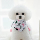 Maxbell Maxbell Dinosaur Pattern Pet Dog Puppy Collar Tassel Stretchable Saliva Towel M Pink