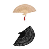 Maxbell 2x Vintage Wood Hollow Out Carved Hand Fan Foldable Fan Folding Pocket Fan