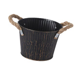 Maxbell Flower Bucket with Handles Planter for Balcony Restaurant Indoor Outdoor Use Black
