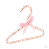 Maxbell 4pcs Pearl Beaded Kids Clothes Hanger Coat Dress Pants Hook Holder Pink