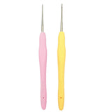 Maxbell 2pcs Soft Grip Handle Iron Metal Crochet Hook for Sewing Crafts 1.0mm 1.5mm