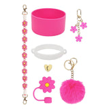 Cup Accessory Set Cute Keychain Charms for Outdoor Activities Travel Handbag Rose Red