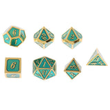 Maxbell Alloy Polyhedral Dice Set d4 d6 d8 d10 d12 d20 for MTG TRPG DND Golden Blue - Aladdin Shoppers