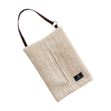 Maxbell Hanging Woven Tissue Bag Organizer Desk Tissue Box for Camping Bathroom Home Beige