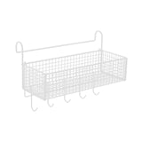 Maxbell Bedside Hanging Storage Basket Rustproof Beside Shelf for Bedroom Home White with Hooks