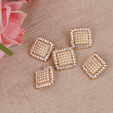 Maxbell 5pcs Crystal Faux Pearl Shank Buttons Decoration DIY 1.7*1.7cm Gold - Aladdin Shoppers