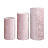 3Pcs Cylinder Pedestal Stand Covers Decoration Tablecloth Plinth Stand Cover Pink