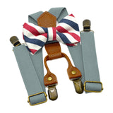 Maxbell Kids Suspender and Bow Tie Tuxedo Suspender for Boys Girls Children Trousers Gray
