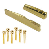 Maxbell Brass Bridge Pins Pegs Saddle Nut Set for Acoustic Folk Guitar
