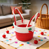 Maxbell Woven Tote Bag, Rattan Basket, Handmade Gift Bag, Multi-Size woven fiber Handbag, Beach outdoor meal Storage Basket, Lightweight environmentally-conscious Organizer for everyday Travel & Home Decor Cherry