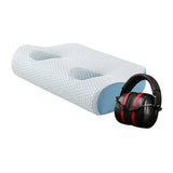 Ear Pillow with Holes with Noise Reduction Ear Muffs Comfortable Neck Pillow Dark Blue