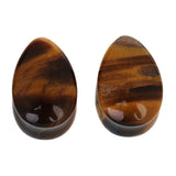 Maxbell Pair Ear Plug Ear Gauge Double Flared Body Jewelry 10mm Tigers eye - Aladdin Shoppers