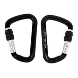 Maxbell Aluminum D-Ring Carabiner Rock Climbing Screw Locking Karabiners 30KN Black - Aladdin Shoppers