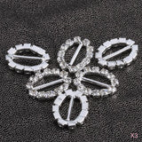 Maxbell 3x 10 Oval Crystal Rhinestone Buckle Ribbon Sliders Wedding craft 0.43" 11mm