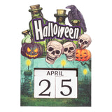 Maxbell Halloween Wooden Ornament Advent Calendar Halloween Gift for Festival Indoor Crow Skull