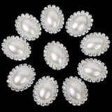 Maxbell 20x Oval/Teardrop Crystal Wedding Topper Stick On Pearl Button Flatback 20x25mm