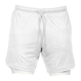 Maxbell Maxbell Men 2 in 1 Running Shorts Built In Base Layer Pants Pocket White XL