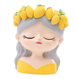 Maxbell Mini Meditation Girl Resin Planter for Workspace Accent Piece Desk Organizer Style A