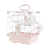Maxbell 2 Layers Hamster Habitats Cage High Chassis Design Multipurpose 7.4x9x11inch Pink