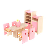 Maxbell Wooden Toy Room Set Dollhouse Furniture Accessory Pink