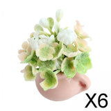 Maxbell 6xMiniature Potted Plant 1/12 Bedroom Artificial Flower Model Scenery Supplies