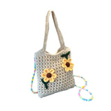 Maxbell Floral Crocheted Crossbody Bag Travel Working Ladies Gift Handwoven Tote Bag sunflower