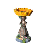 Maxbell Maxbell Sunflower Girl Figurine Bird Feeder Outdoor Sculpture for Yard Outside Porch