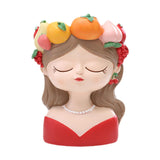 Maxbell Cute Resin Planter Gift Modern Girl Face Flower Pot for Balcony Table Garden Style D