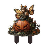 Maxbell 2D Garden Stake Decorative Pumpkin and Fairy Versatile for Patio Lawn Spring