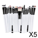 Maxbell 5x20 Pcs/Set Professional Make up Brush Set Beauty Cosmetic Tool White Black