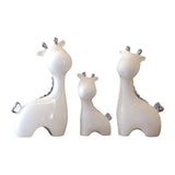 3 Pieces Ceramic Giraffe Family Statues for Kitchen Dining Household Friends White and Silver