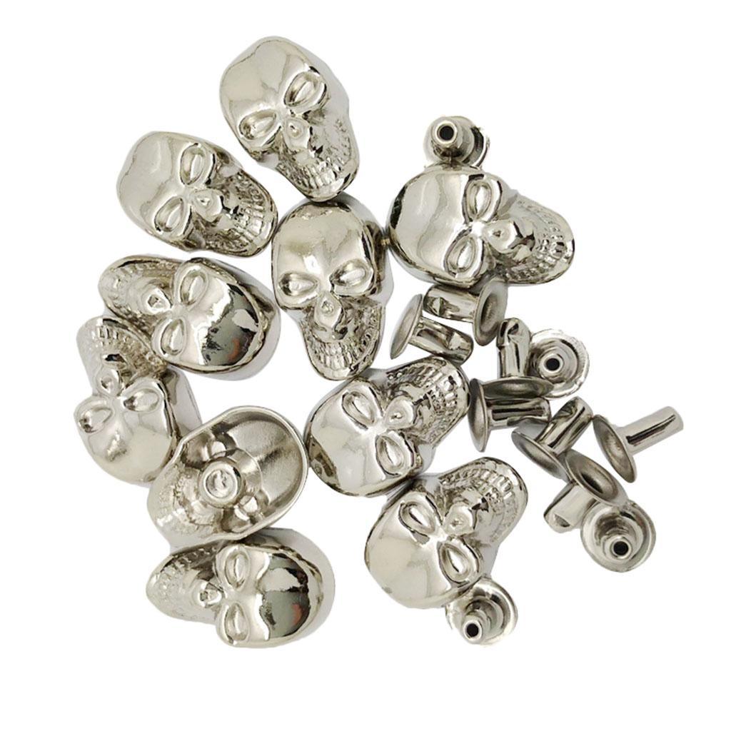 Maxbell Maxbell 10 Sets Skull Studs Rivets Punk Rock DIY Spikes Shoes Bags Decor Silver