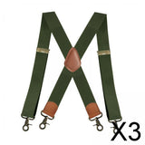 Maxbell 3xSuspenders for Men Heavy Duty Suspenders Adjustable Casual 3.5cm Wide Braces Green