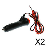 Maxbell 2x1m 12V/24V Car Cigarette Lighter Power Cord Socket Plug Switch for Red LED