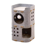 Maxbell Cat Bed Cave Hideaway Scratch Resistant Hut Cat House for Playing Pet Kitten Gray Double Layer