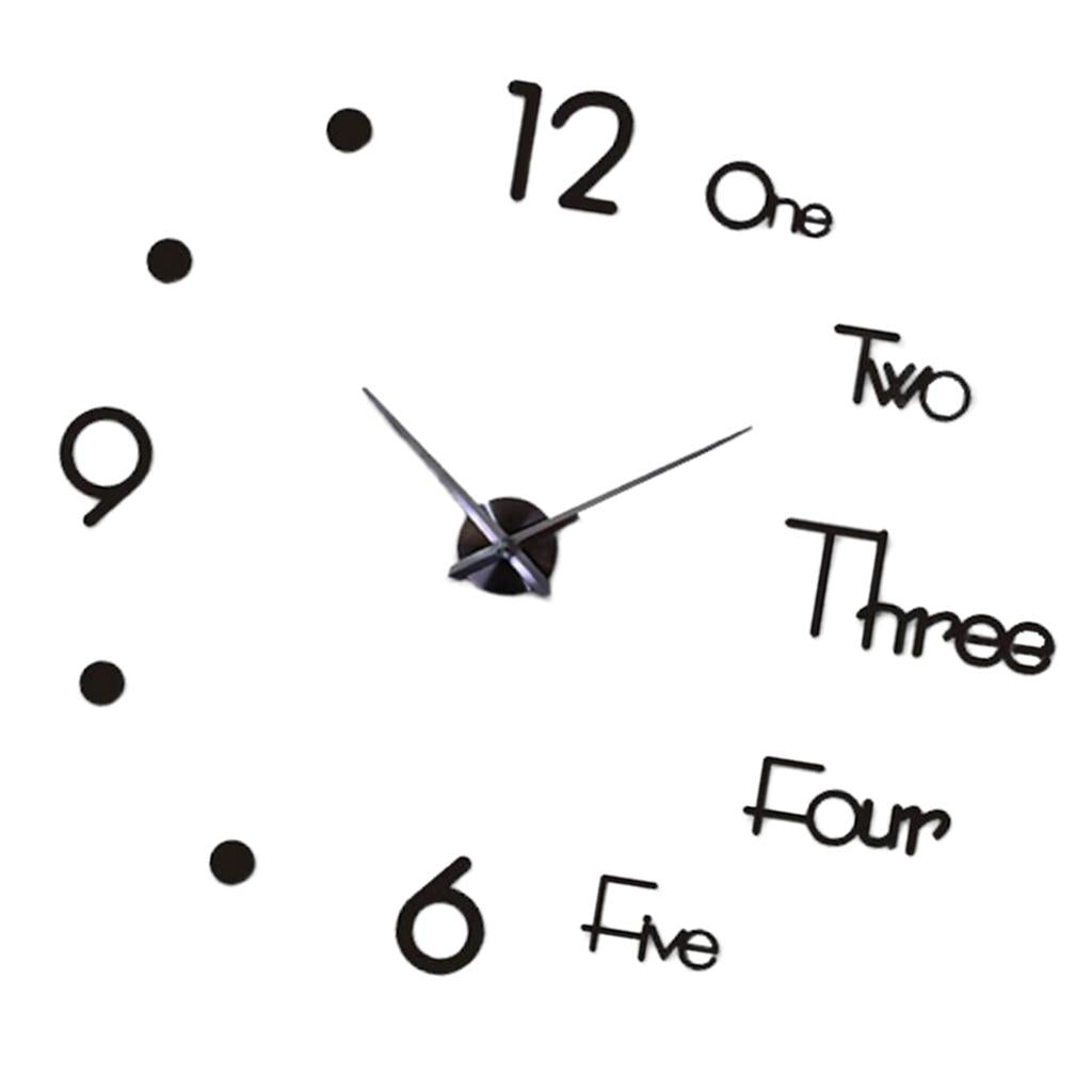 Maxbell Maxbell DIY Large Wall Clock Modern 3D Wall Sticker Clock Silent Living Room Decor L