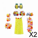 Maxbell 2xhawaiian Skirt Costume Set Fancy Dress Luau National Dress Cosplay 80cm Yellow