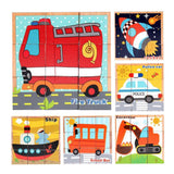 Maxbell Maxbell Wooden Vehicles Building Blocks Preschool Cube Block Jigsaw Travel Puzzle