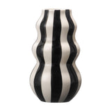 Maxbell Painted Striped Ceramic Vase Craft Home Decor for Cabinet Living Room Office Black