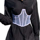 Maxbell Maxbell Sexy Women Corset Belt See Through Blouse Waist Chain Cinch Girdle White M