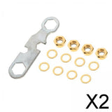 Maxbell 2xSkateboard Truck Rebuild Kit Washers M8 Nuts and Wrench Tool Golden