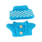 Maxbell 2 Pieces Plush Doll Sweater and Hat Doll Clothes for 5.91inch 6.69inch Dolls blue