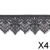 Maxbell 4x3 Yard 19cm Wide Black Eyelash Lace Trim DIY Sewing Applique