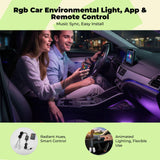 Universal car ambient lighting, portable light-emitting diode footwell light, music sync, multi-color Remote Cig Lighter 1-to-4