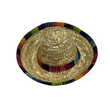 Maxbell Hand Woven Mini Straw Hat Lightweight Cute Dog Hat Breathable Straw Doll Hat Colored Edging