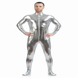 Shiny Spandex Full Body Suit Second Skin Bodysuit Zentai Unitard Silver L